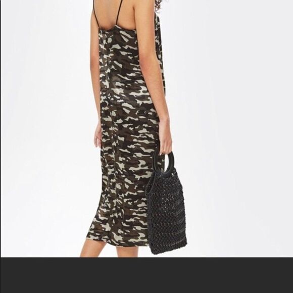 Topshop Camo Slip Dress - size 8 in Green - Picture 4 of 16